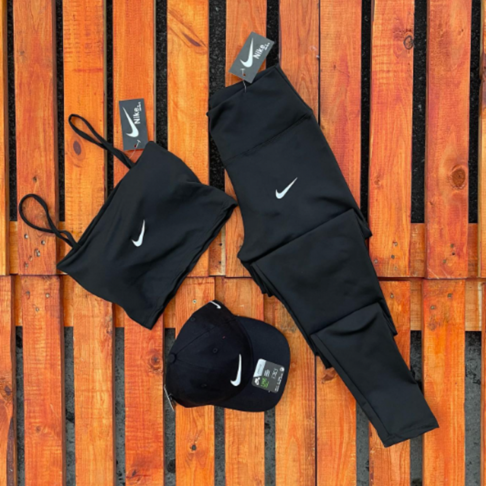 kit 03 peças Boné, Cropped e Calça Leg Feminino Nike Academina