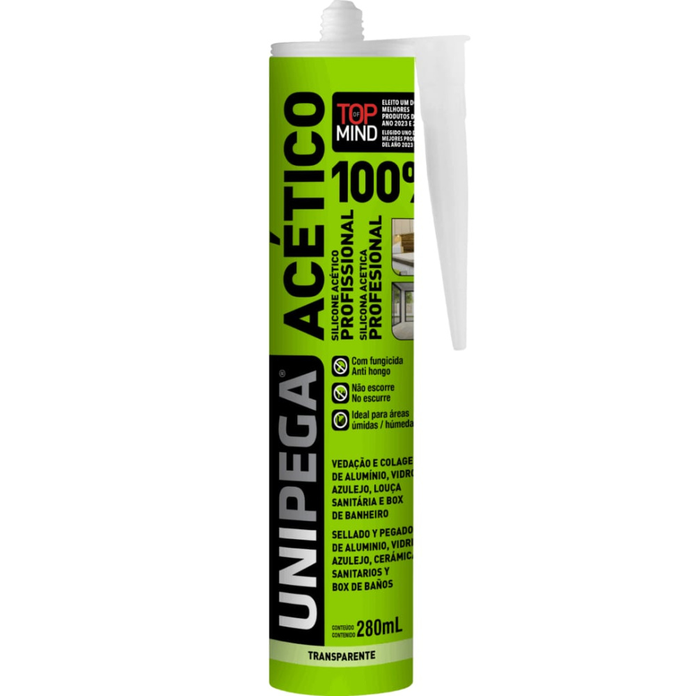 Silicone Incolor Acético Profissional 280g / Caixa com 12 und / Unipega ...