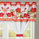 Cortina de Cozinha  para Varão de 2,00m -  Joaninha c/ Flores Vermelhas ( 2,60 x 1,40m de altura )