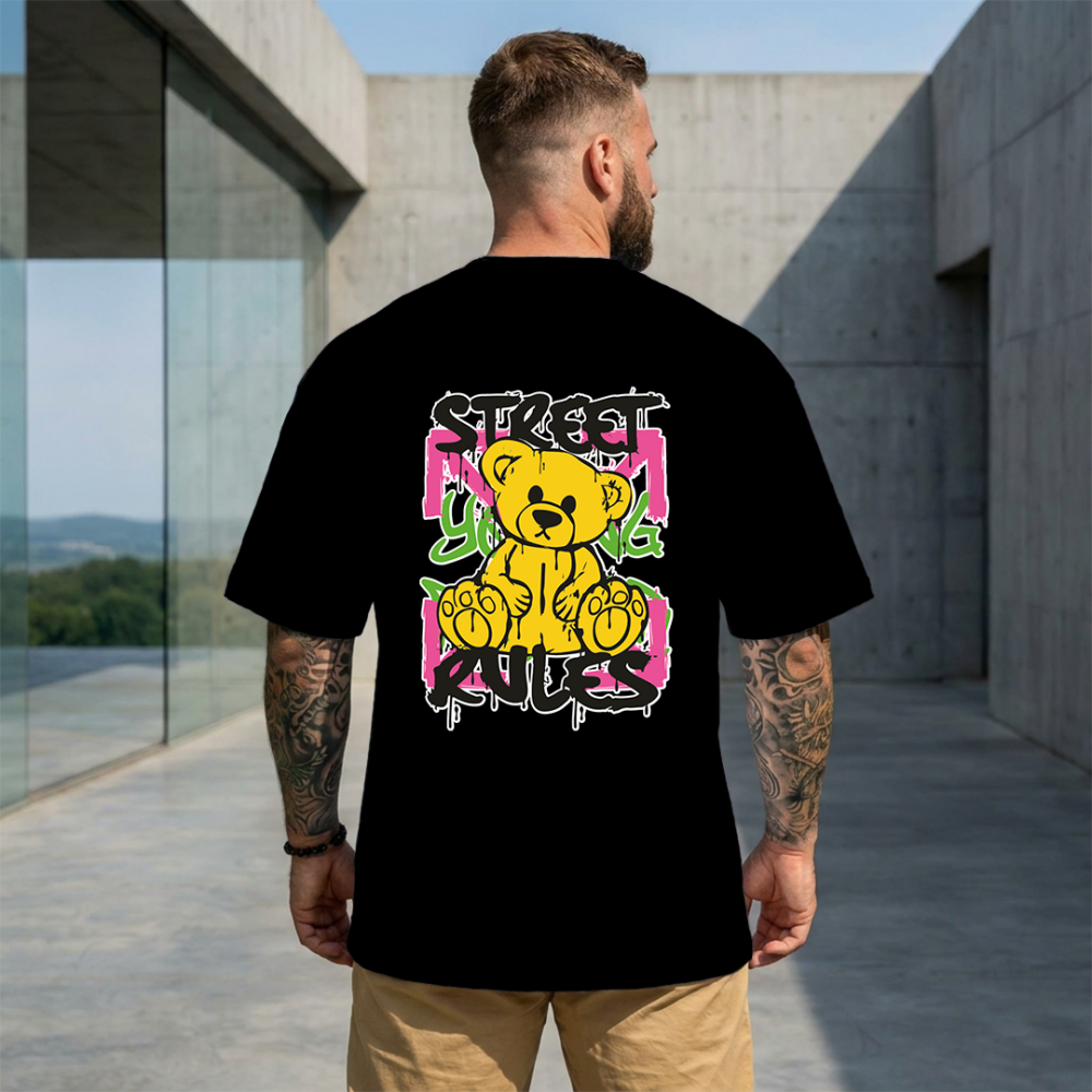 Camisa Oversized Urso Bear P Preta