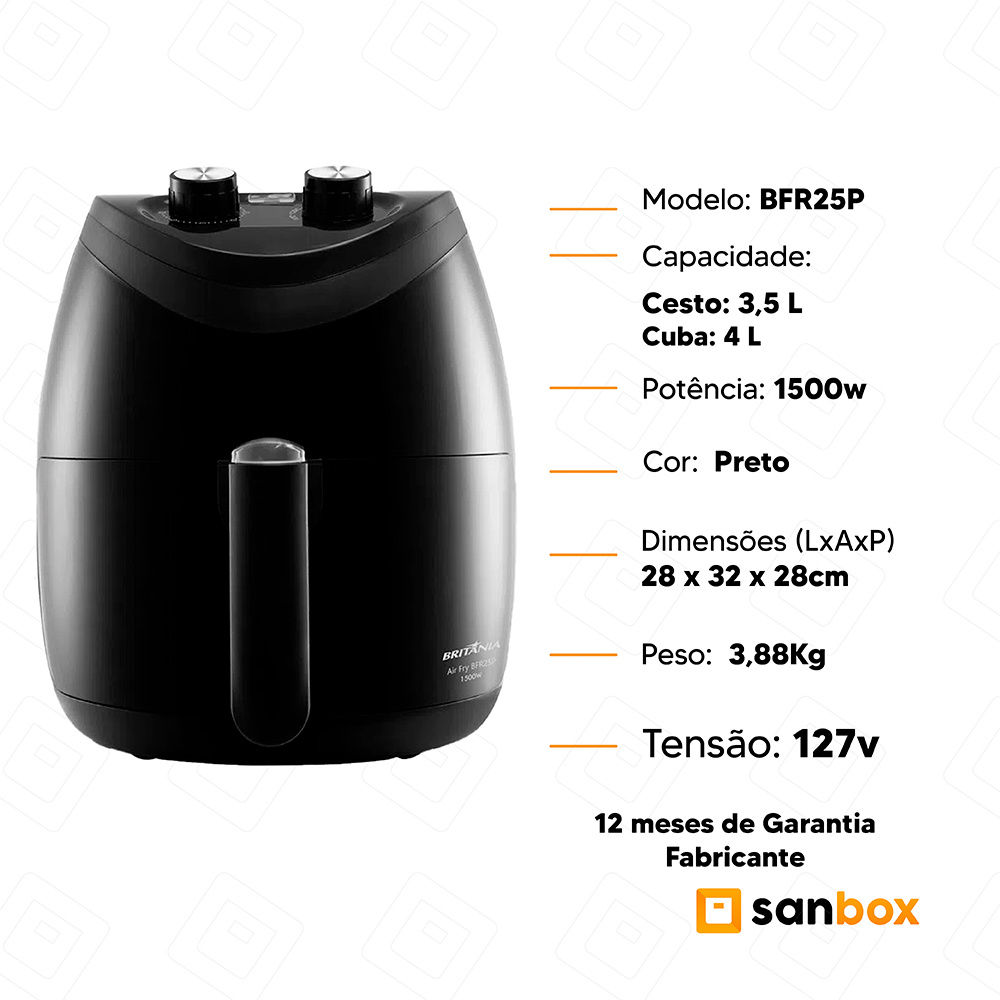 Americanas - 💥💥Fritadeira Air Fryer BFR25P 110V Britania por R