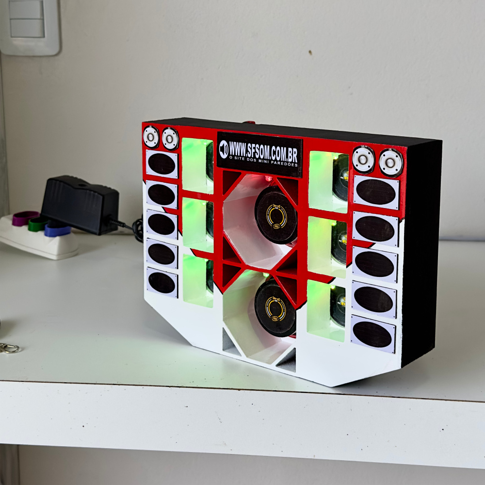 Mini paredão 2 graves com leds, bluetooth e controle 12v 30w de ...