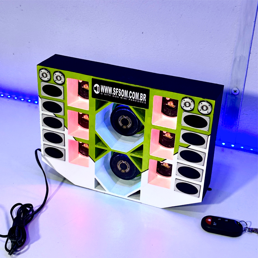 Mini paredão 2 graves com leds, bluetooth e controle 30w de potência ...