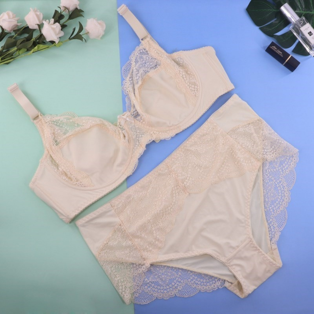 Floral Lace Lingeries For Women Plus Size Bra Set D Cup Xl 2xl 3xl 4xl 5xl  6xl Full Cup Bras And Ultra Thin Underpants