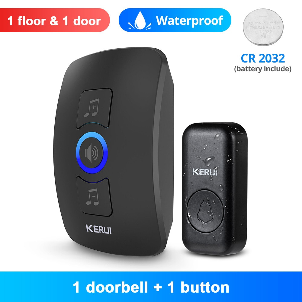 Campainha à prova d'água sem fio KERUI M525 para exterior Smart Kit de  campainha de porta para casa LED Flash Alarme de - Shop A