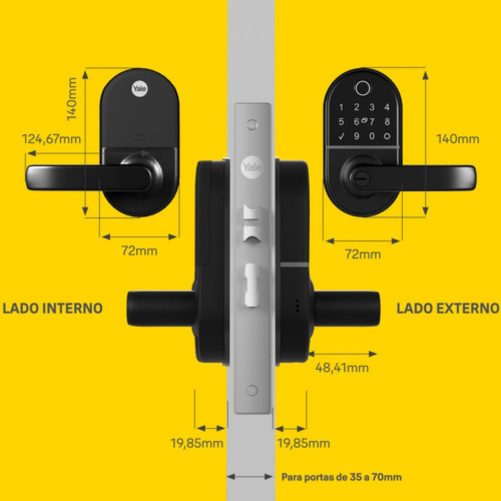 Fechadura Eletrônica Digital Yale Compact Biometria, Senha, Cartão