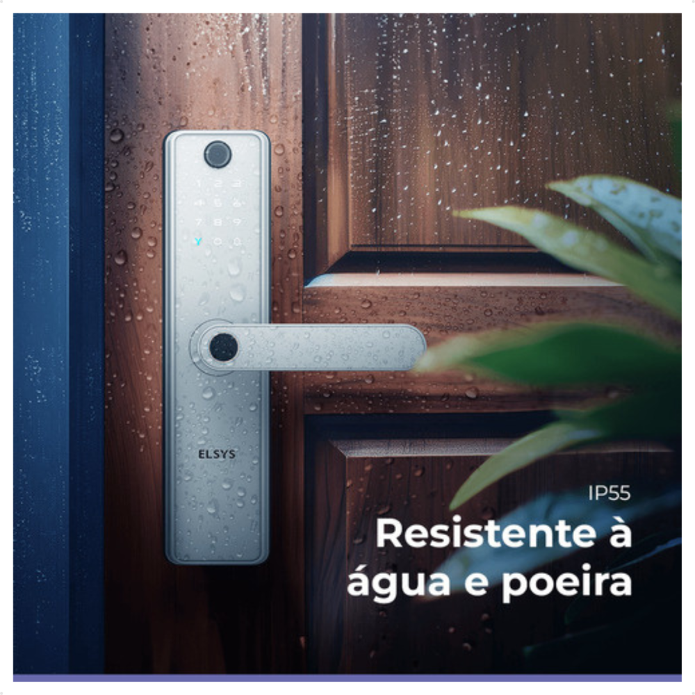 Fechadura Eletrônica Elsys SAX Prata Câmera IP55 Tuya Wi-fi