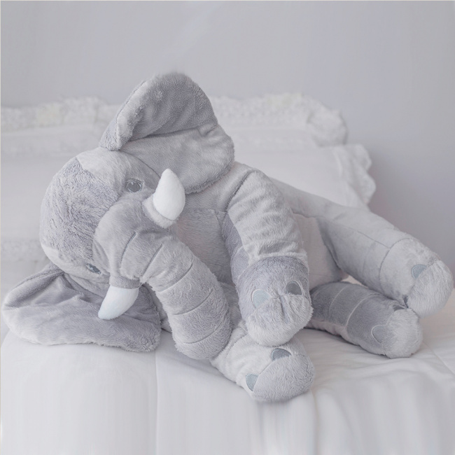 Almofada Travesseiro Elefante Pelúcia Soninho Bebê Cinza 80cm