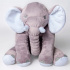 Almofada Travesseiro Elefante Pelúcia Soninho Bebê Cinza com Branco 60cm
