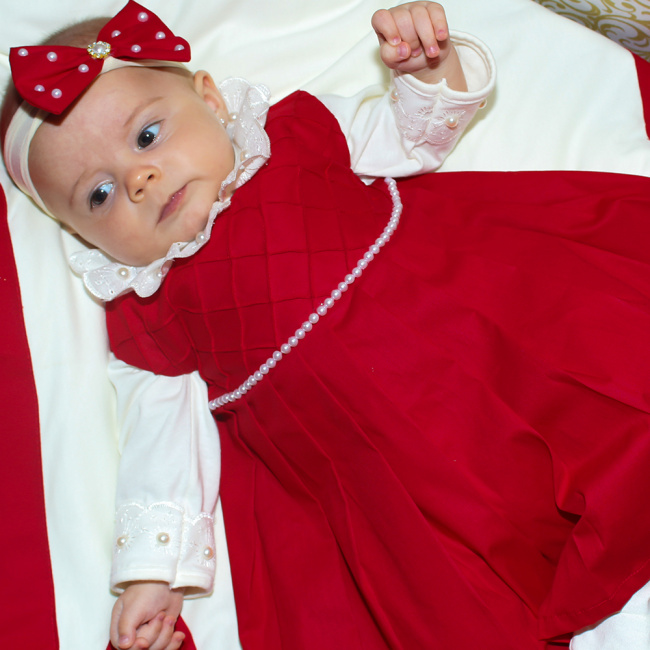 Saída de Maternidade Menina Carinhosa Princesa Pérola Vermelha