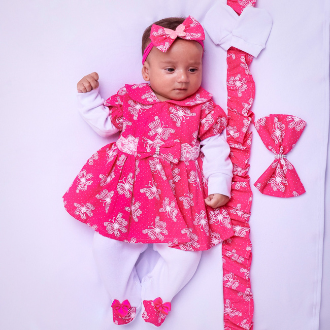 Saída de Maternidade Menina Elegance Borboleta Pink