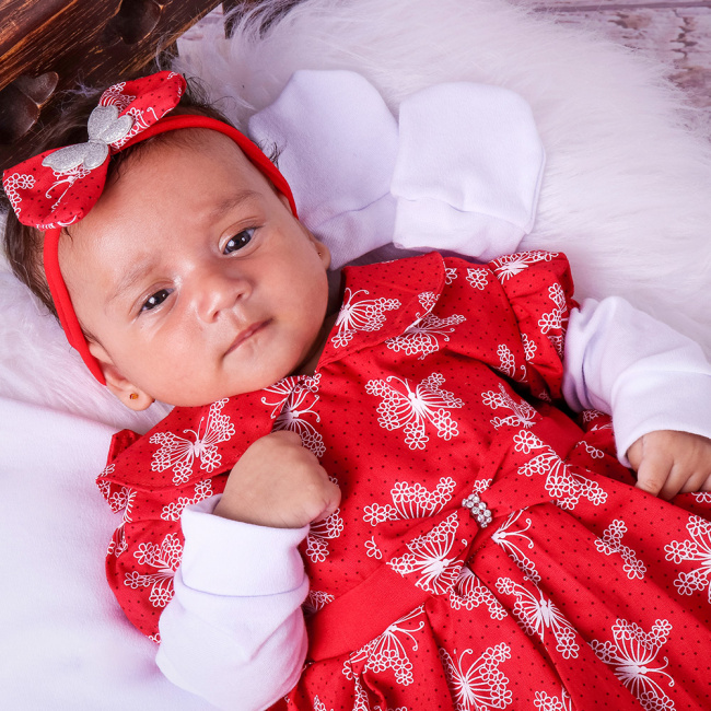Saída de Maternidade Menina Elegance Borboleta Vermelha