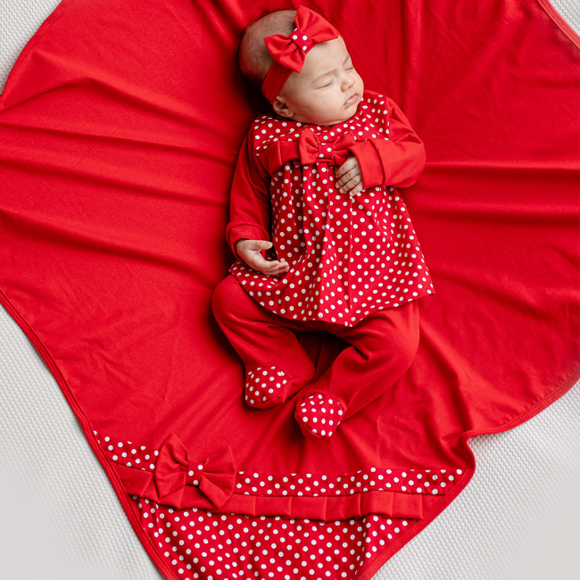 Saída de Maternidade Menina Luxo Manuela Vermelha
