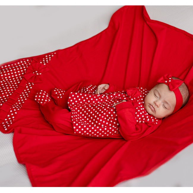 Saída de Maternidade Menina Luxo Manuela Vermelha