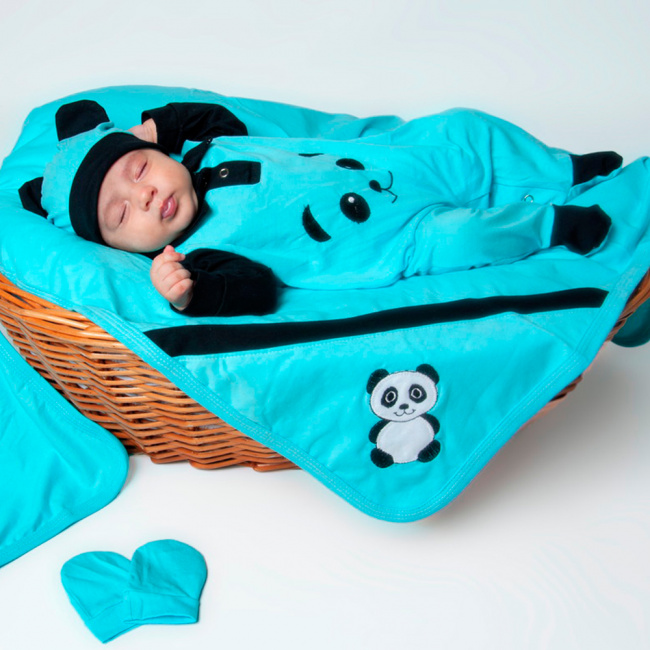 Saída de Maternidade Menino Basic Panda Azul