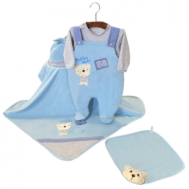 Saída de Maternidade Menino Luxo Teddy Bear Azul