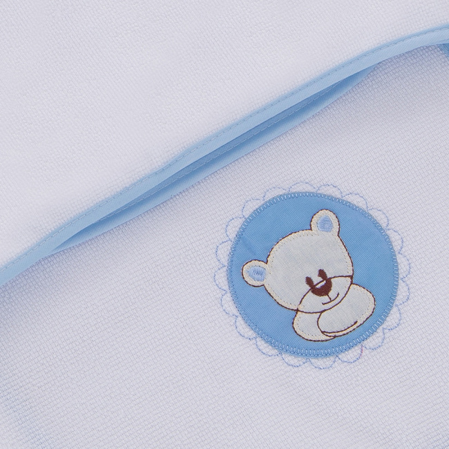 Toalha de Banho para Bebê Forrada com Capuz Urso Azul