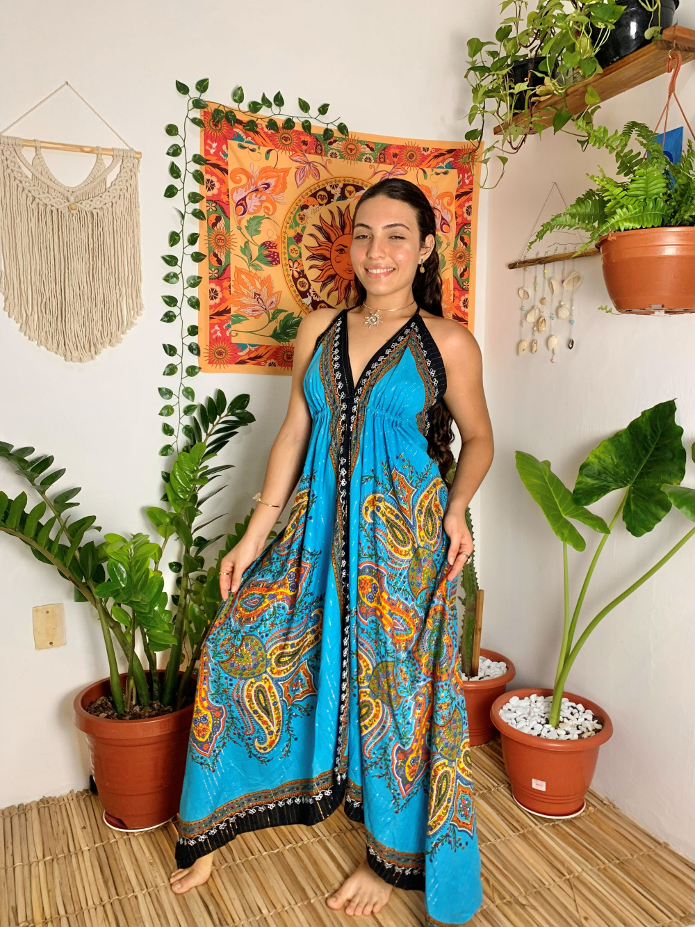 Vestido Indiano Batik longo Azull - Soul Radiante