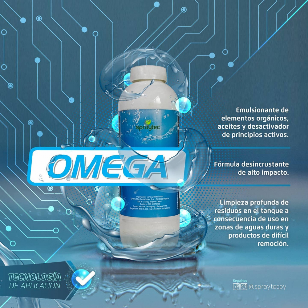 Omega 1 L - Adjuvante Limpa Tanque Premium - Spraytech