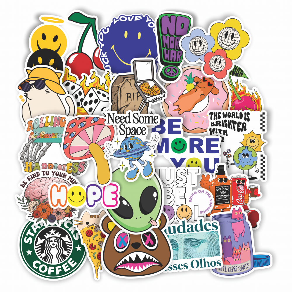 PACK VIBES - 25 STICKERS #1 - VERNIZ - STICKER BOSS