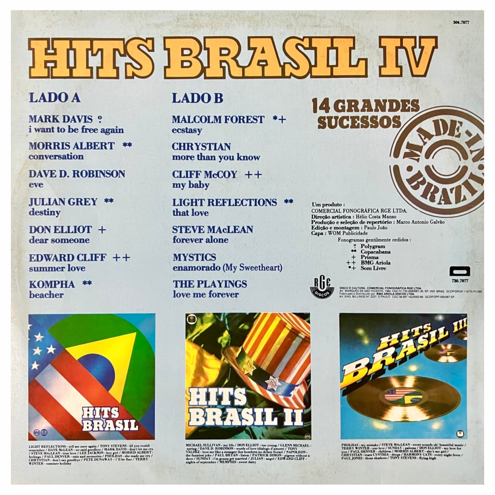 Hits Brasil IV RGE 301.7077 14 Grandes Sucessos - StudioVHS.tv│Fita VHS  para Digital