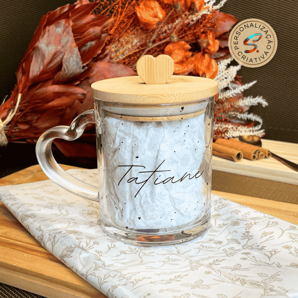 Caneca coração com tampa