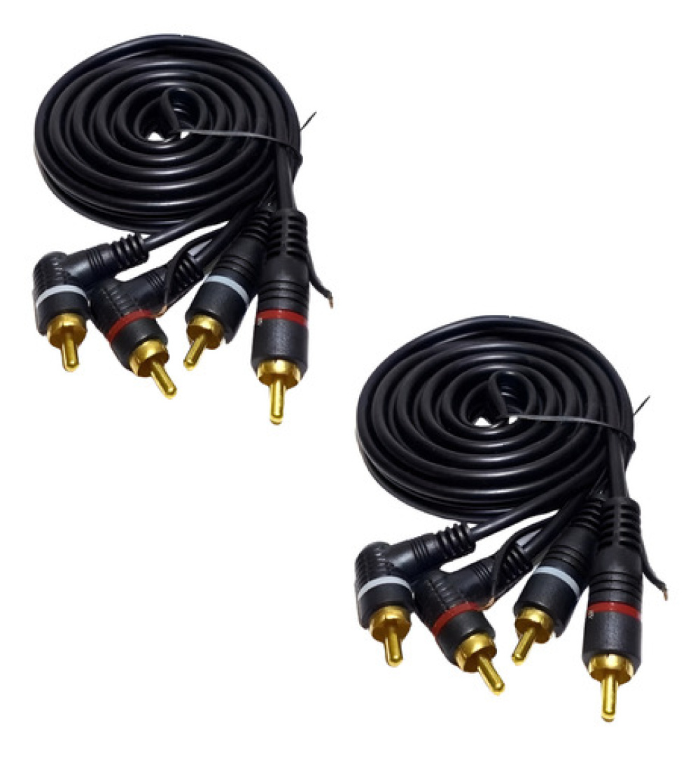 2x Cabo Rca 5 Metros Banhado A Ouro + Fio Terra E-tech