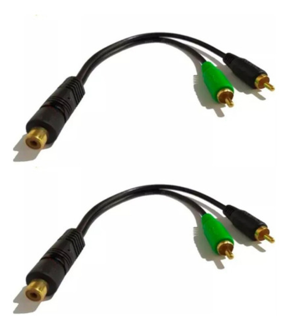 2x Cabo Rca Y 2 Macho 1 Femea Emborrachado P/ Audio E Video