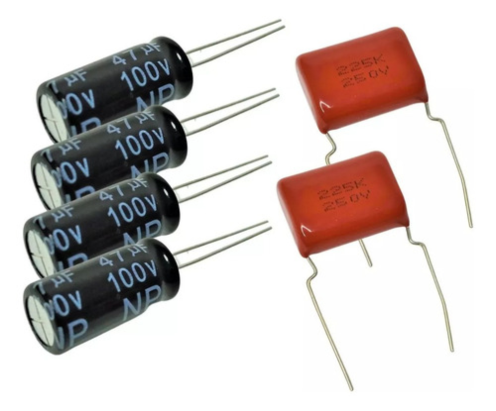 4 Capacitor Corneta 47x100 + 2 Capacitor Sup Tweeter 2m2x250