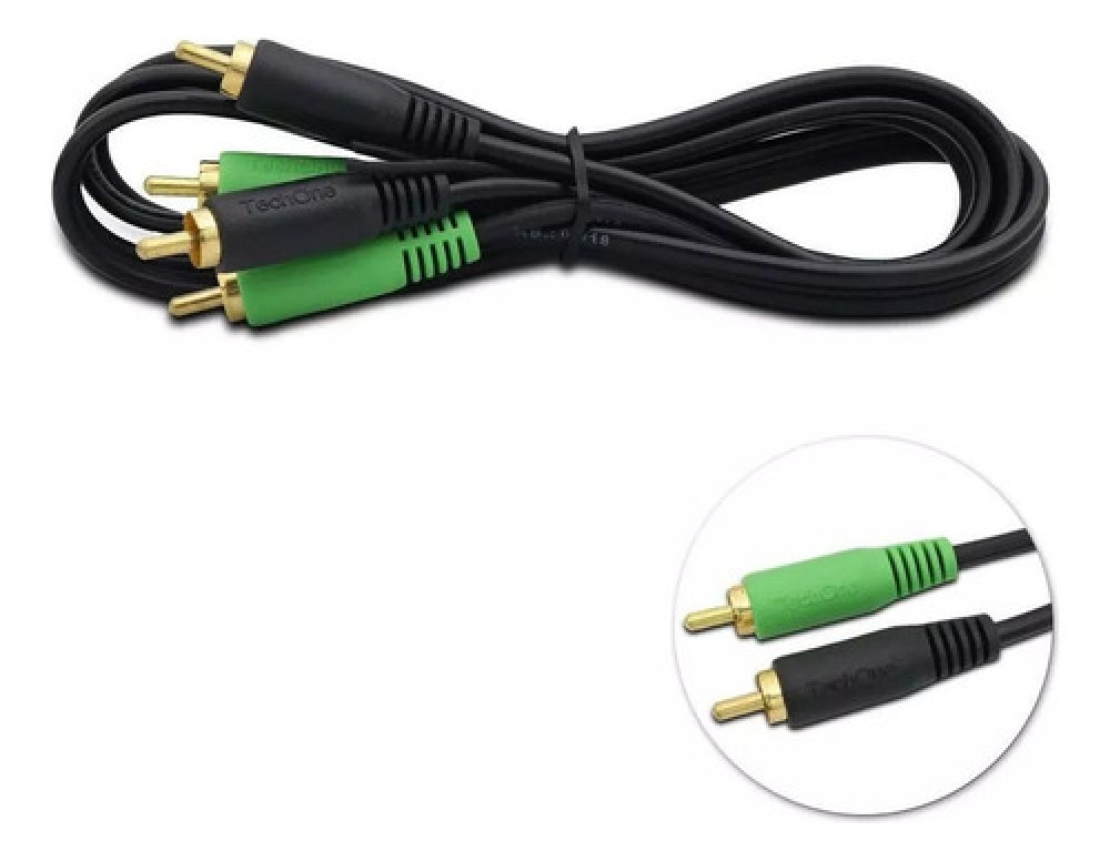 Cabo Rca 1 Metro Banhado A Ouro + Fio Terra Profissional
