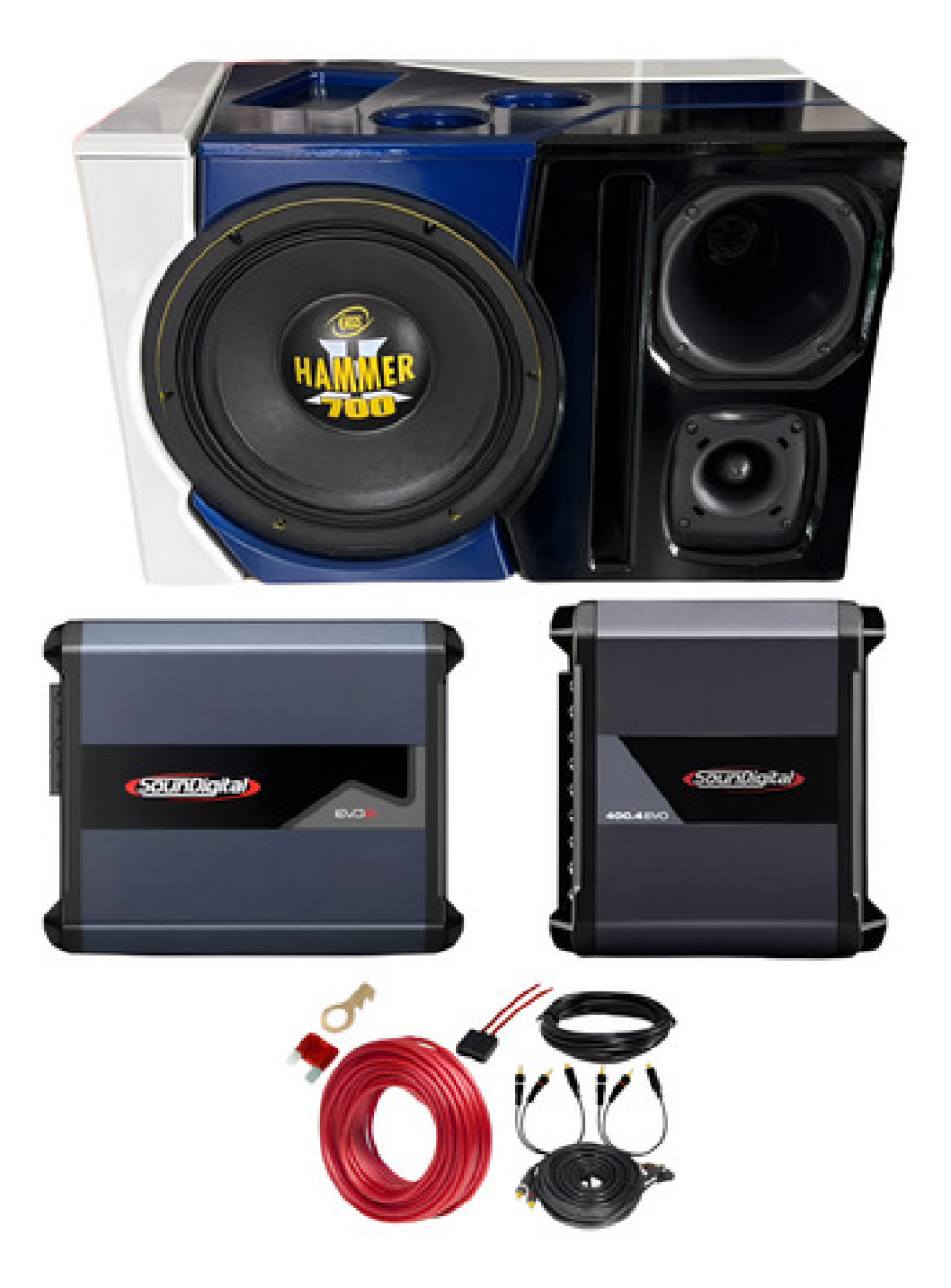 Caixa Automotiva Trio 12p Hammer+sd800.5 Evo6+sd400.4 Evo4.0