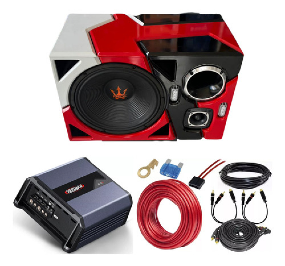 Caixa Trio 15p Som Automotivo Rex 400 + Modulo Sd800.4 1240w