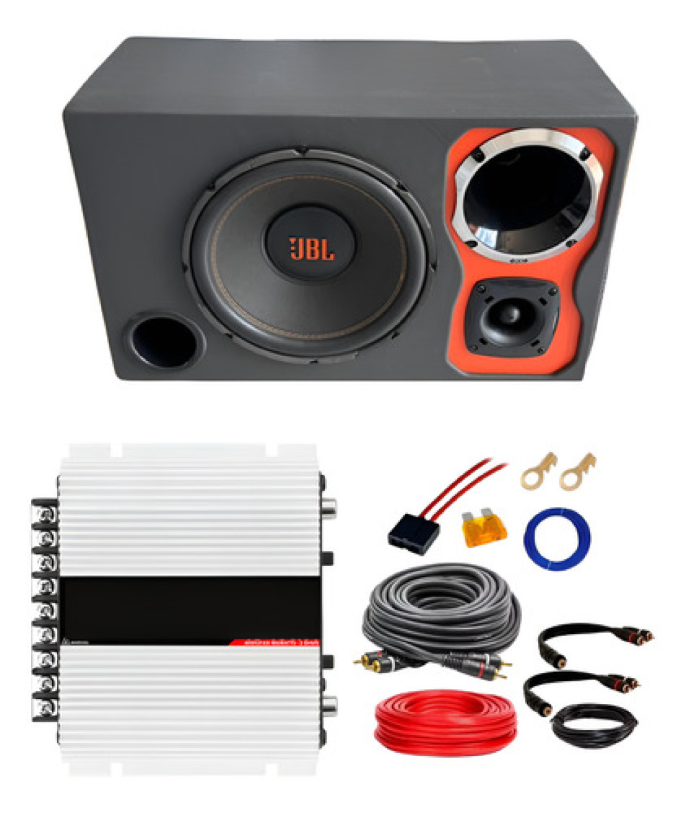 Caixa Trio Som Automotivo Jbl 350w 12p + Ts400x4 + Fiação400