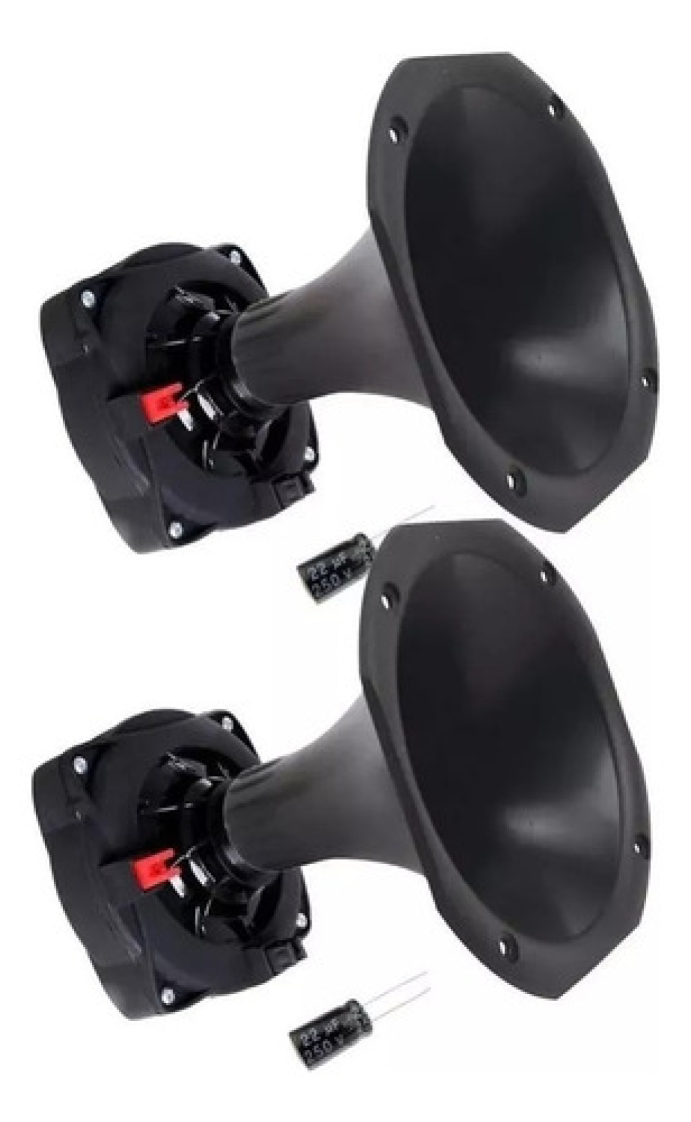 Kit 2 Driver Corneta 200w Rms + Capacitor + 2 Cornetas