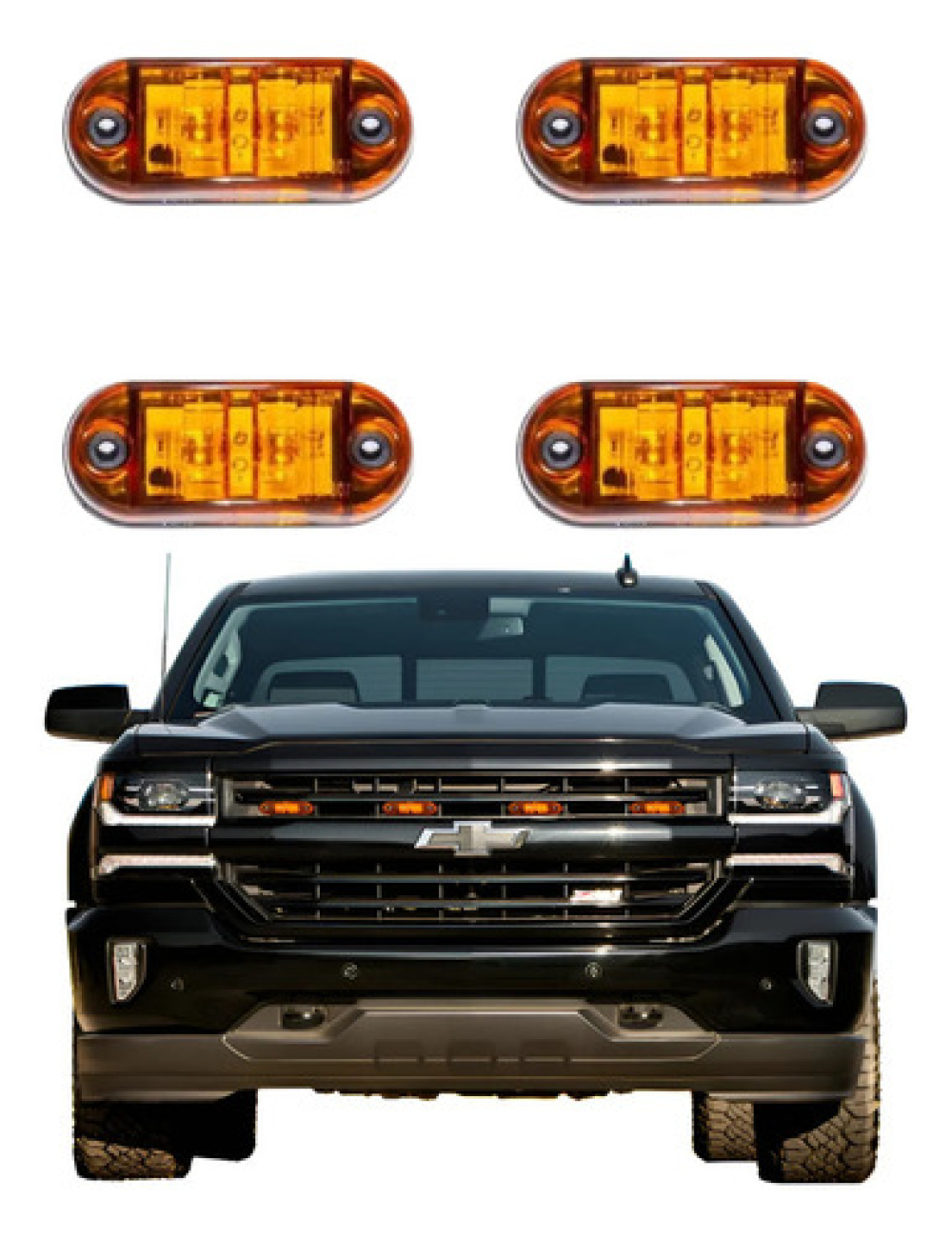 Kit 4 Luz De Grade Led Delimitadora Para Camionetes Ambar