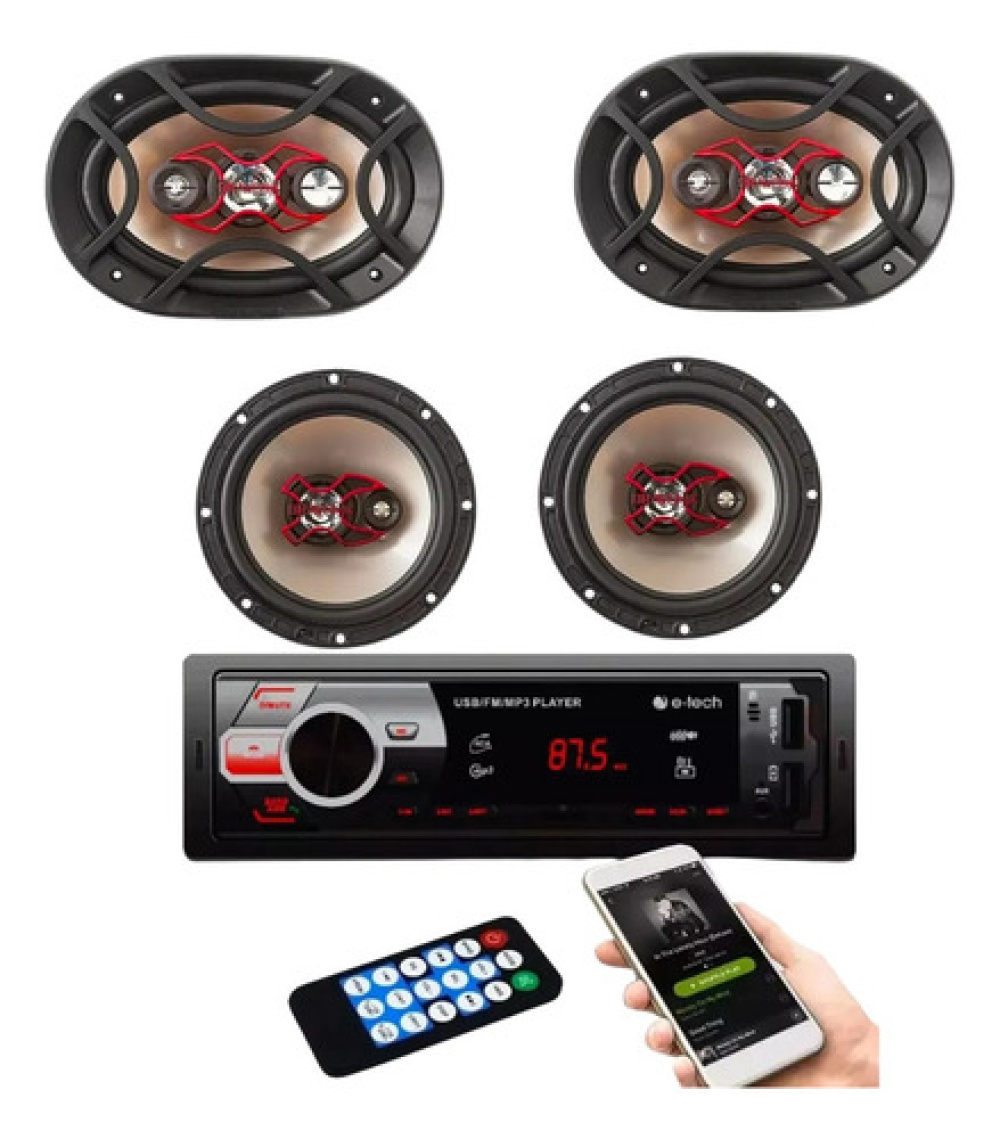 Kit Automotivo Radio Bluetooth Autofalante Bravox 6 + 6x9