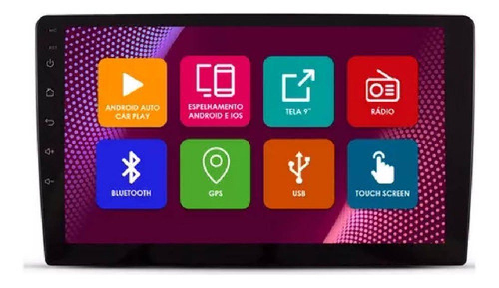 Central Multimídia 9  E-tech Android 12 Gps Espelhamento Bluetooth Usb Preto