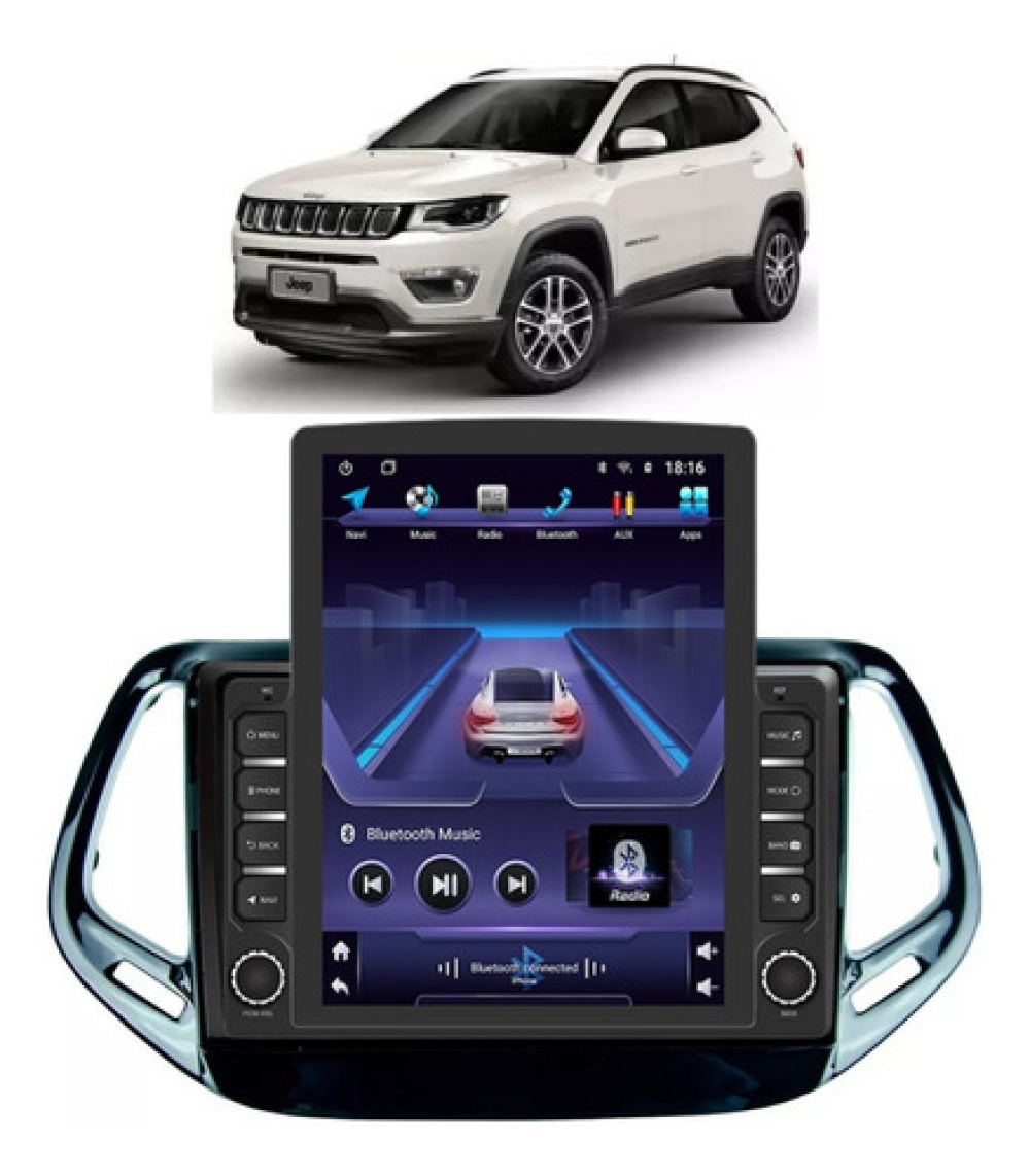 Multimidia Tesla Jeep Compass 17/21 Android 12 Gps Carplay