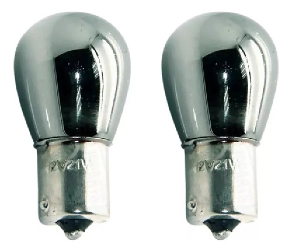 Par Lâmpada Halógena Cromada 1 Polo Chrome Amber Ba15s 12v