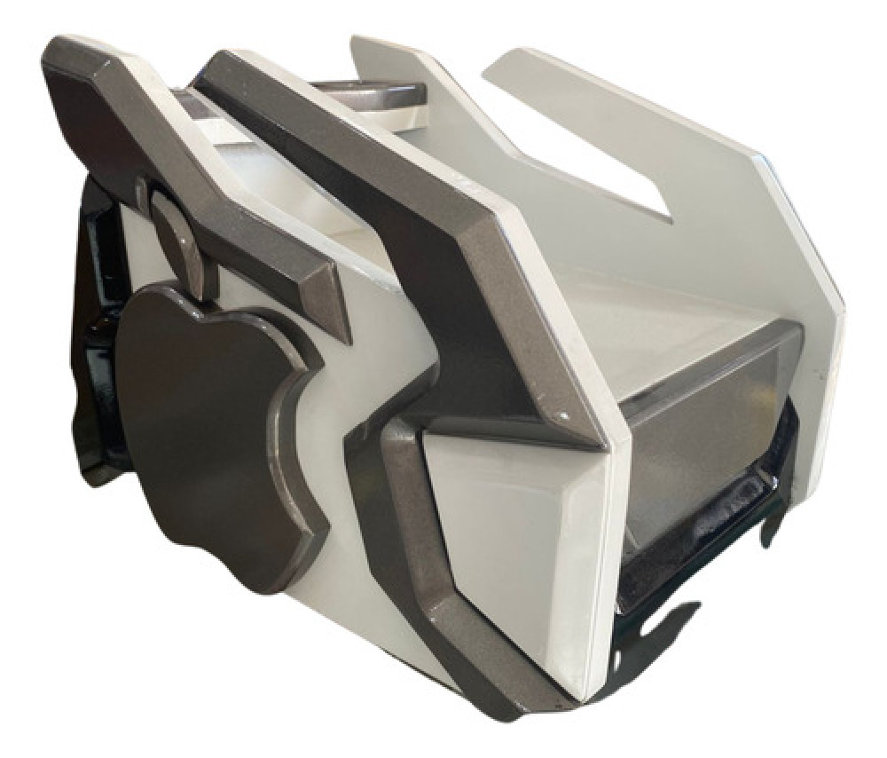 Rack Movel Para Mesa Moldura Com Pintura Paredão Cinza