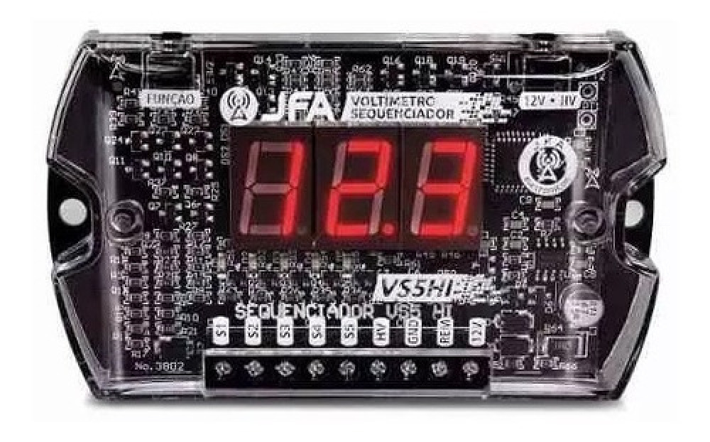 Voltímetro Sequenciador Digital Ajk Transparente Lançamento
