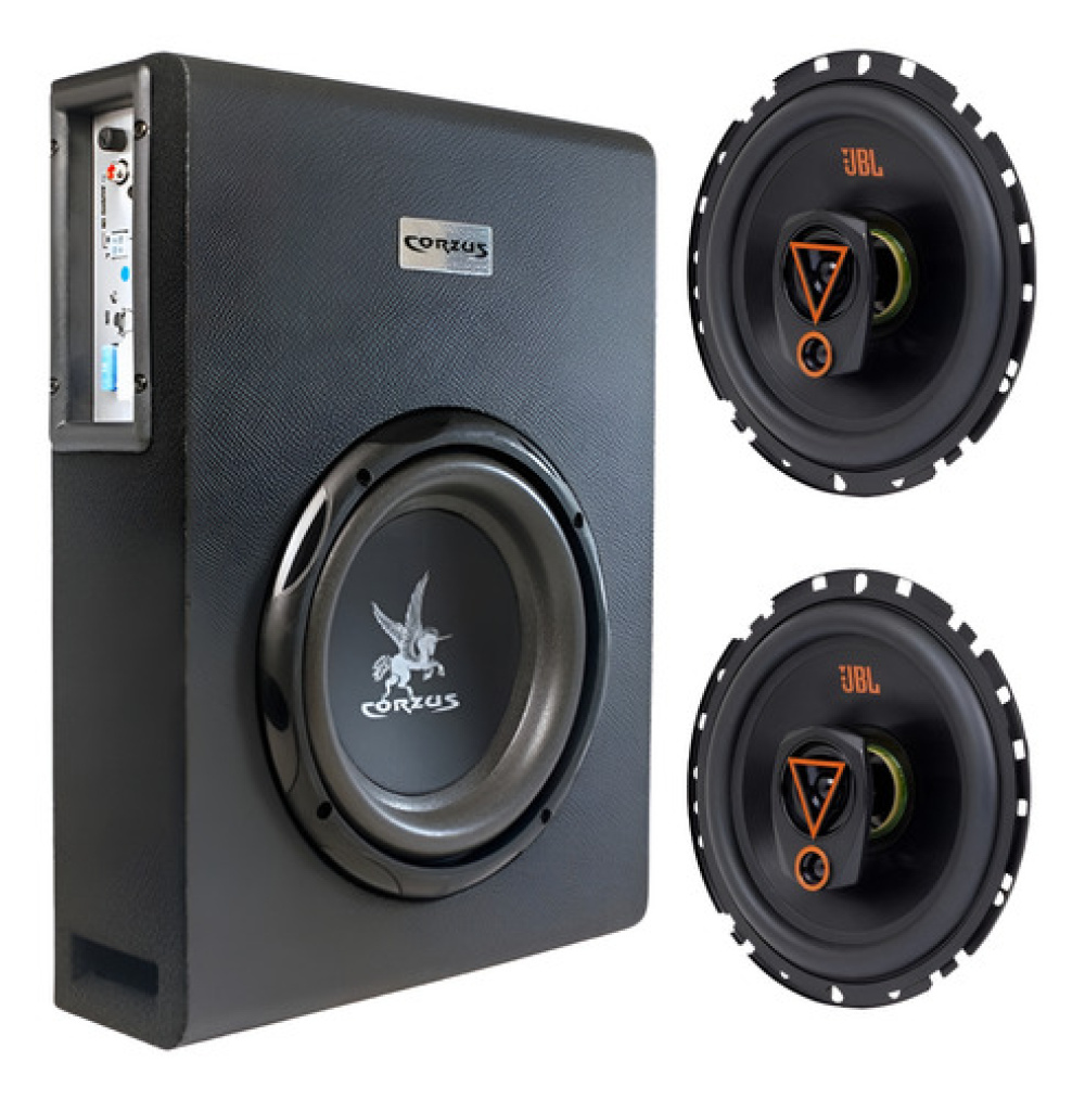 Som Interno 720w Caixa Sub 8 Slim Corzus + Falante Porta Jbl