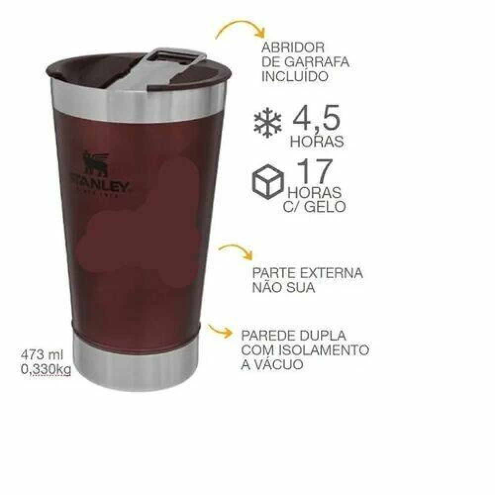 Copo Café Térmico de Aço inoxidável 330ml com Alça e Tampa - Coisa