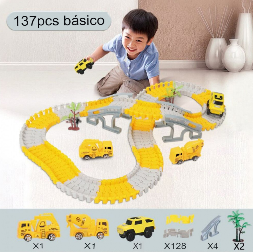 Pista de carrinho para montar brinquedo interativo até 476 pç com loop ...
