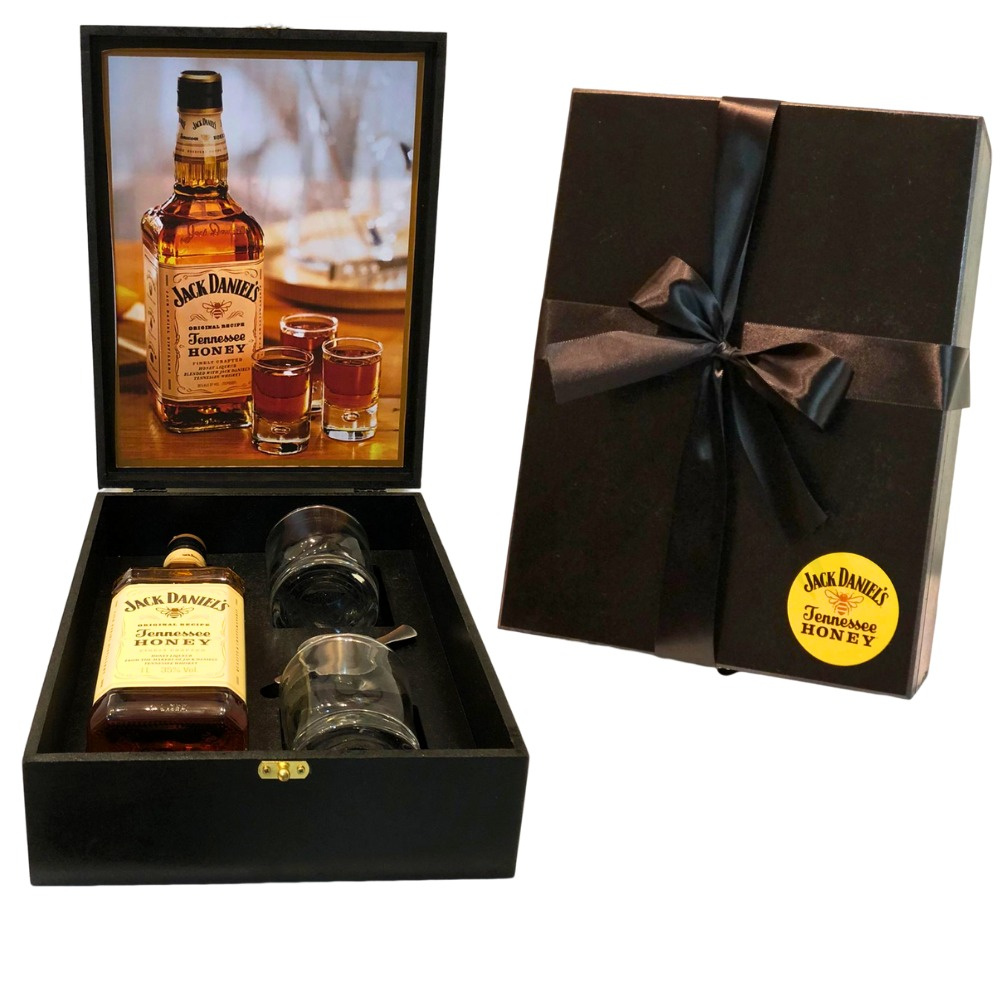 Kit Whisky Jack Daniels Honey Mel 1lt + 2 Copos + Dosador The Drink