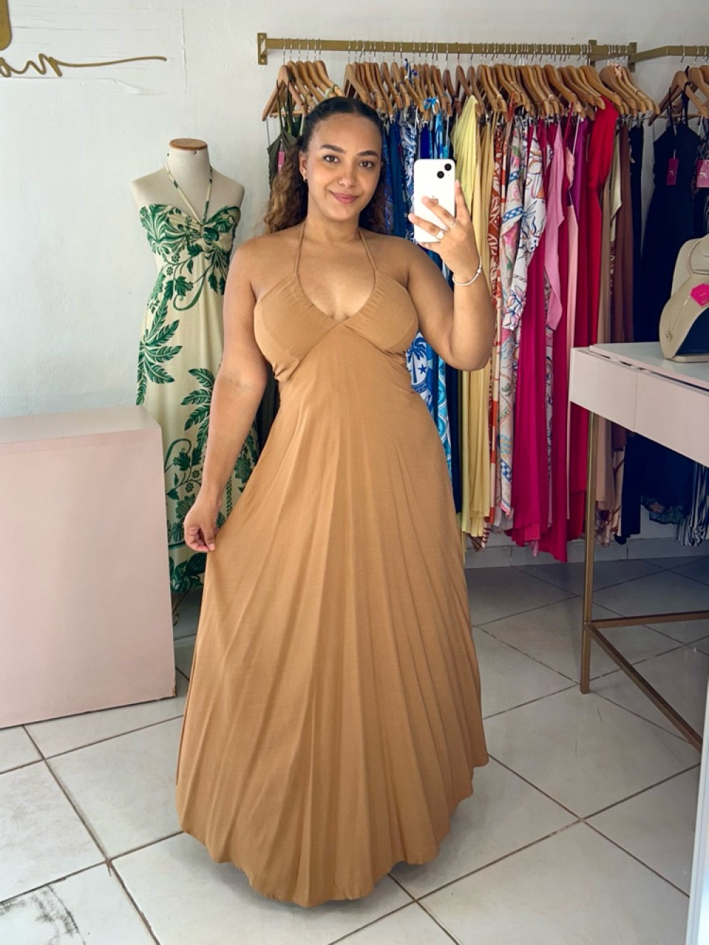 Vestido Gabriela Cor Café com Leite - TK MODAS