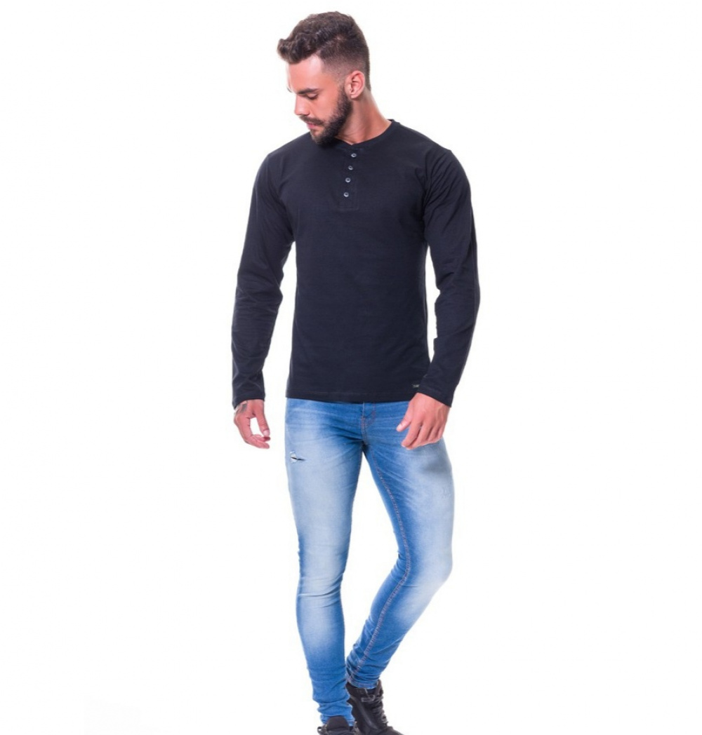 Camiseta Henley Zahav Manga Longa Atemporal - TNSLIM