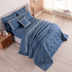Almofada com Refil Bordada 400 Fios Hipercal Elegance Topázio