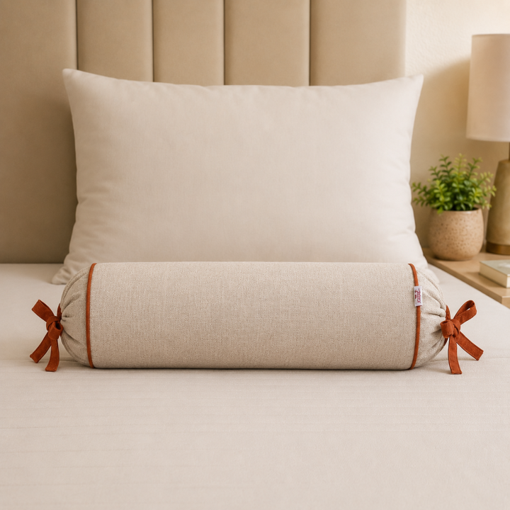 Almofada Rolo Casual Decor Quartzo Bege/Terracota