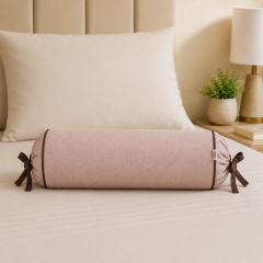 Almofada Rolo Casual Decor Quartzo Rosê/Marrom